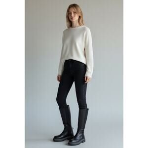 Emanuele Crasto Women's Leather Italian Knee High Boots Black Size 41 NWOB